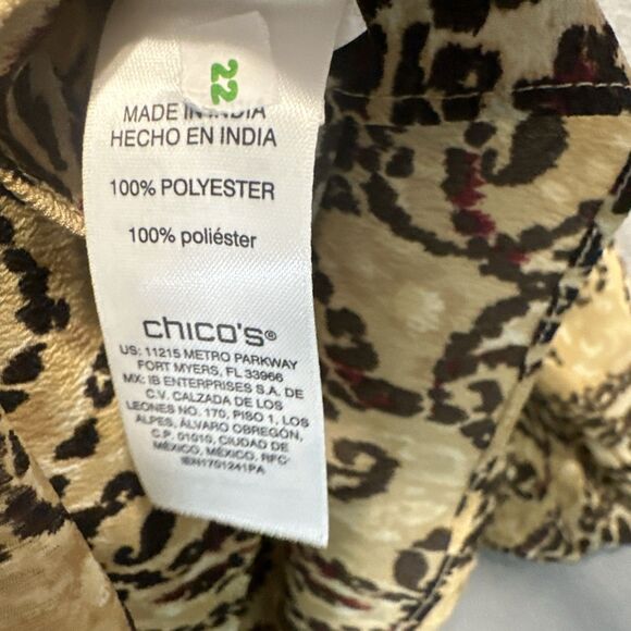 NWT Chico's Paisley Leopard Blouse Popover Top Size 2 (L) Brown Office Career - Picture 9 of 10